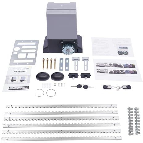 Schiebetorantrieb Torantrieb Schiebetor Toröffner Elektrisch Set mit 2 Fernbedienung und Zahnschienen Tor Antrieb bis 2000 kg, Garagentor Hoftorantrieb Schiebetor Schiebetür 750W