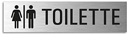 Schild Toilette Damen Herren 160x40 mm Türschild Aluminium Edelstahloptik selbstklebend 10127-S