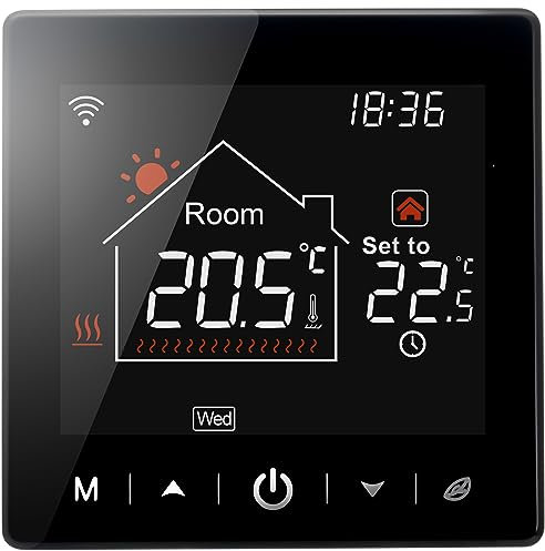 Beok Tuya Wifi Termostato Smart Room Termostato Settimanale Programmabile Digitale Per Riscaldamento a Pavimento Dell'acqua Compatibile Alexa 3A TR9HB-WIFI-WP