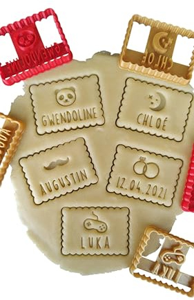 3DKOUPE - Emporte-pièce petit beurre - 50 motifs au choix - Personnalisable avec texte - Couleur au choix - Conçu et fabriqué en France