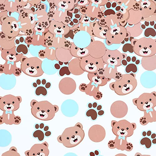 Cheereveal 300 Stück Bärenförmige Konfetti-Bär, Babyparty-Dekorationen, Tischpapier-Konfetti, Blau und Braun, für Babyparty, Zuhause, Party