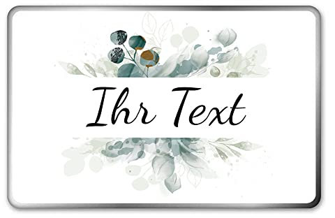 STEMPEL-FABRIK – personalisierbare eckige Dose mit Name oder Wunschtext – Aquarell Motiv mit grünem Blumenrahmen – bedruckte Geschenkdose – ideale Keksdose, Metalldose, Plätzchendose