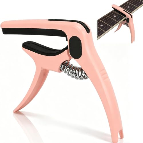 Gitarren Kapodaster, 7,3x8,5x1,3 cm / 2,9x3,3x0,5 Zoll E-Gitarre Akustikgitarren Kapodaster Saitenstahl Ukulele Kapodaster mit Pick Halter Tasche für klassische Gitarre Ukulele Mandoline und Banjo