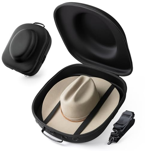 Ozueccr Cowboy Hat Travel Case – Crushproof Carrier for Cowboy, Panama & Tweed Hats with Carrying Handle, Shoulder and Luggage Strap, For Travel and At-Home Storage (Large)