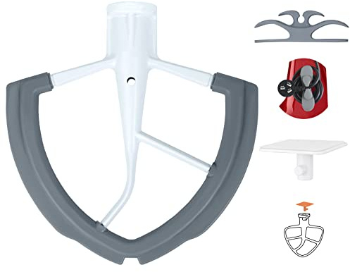 Flex Edge Beater for KitchenAid 6 QT Bowl-Lift Stand Mixer | With 2 Kitchen Accessories, Flat Beater Paddle with Flexible Silicone Edges Bowl Scraper, Kitchen Aid Mixers Accessories