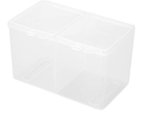 Wisecoco Soporte para Almohadillas de Algodón, Contenedor de Almohadillas de Maquillaje, Dispensador de Bastoncillos de 2 Rejillas con Tapa Transparente, para Baño y Dormitorio(12,5 x 7 x 7,5 cm)