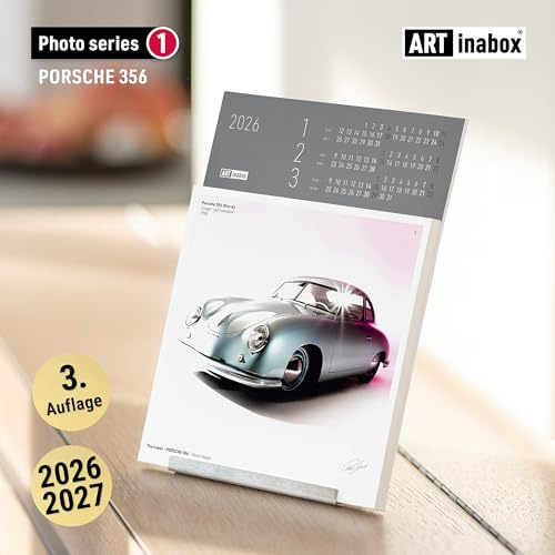 ARTinabox Kalender für Porsche 356 - Edler Tischkalender 2026/2027 (Fotoserie 1/3. Auflage)