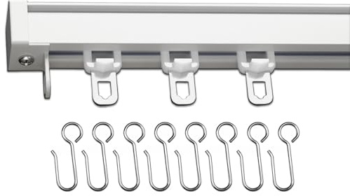LIGUOYI Vorhang Für Schienen Aluminium Schienen Leise Für Vorhang 1m-6m Gardienenschiene Mit Vorhang Rädern Und Haken, Leicht Zu Montieren 1-läufige Wandmontage/Deckenmontage Für Innen Außen