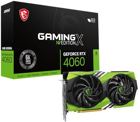 MSI Gaming GeForce RTX 4060 8GB GDRR6 128-Bit HDMI/DP Nvlink TORX Fan 5.0 Ada Lovelace Architecture Scheda grafica (RTX 4060 Gaming X NV Edition 8G)