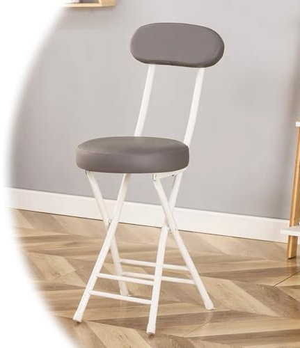 HCZION Klappstühle Büro Schreibtischstuhl Gepolstert Balkonstuhl Faltbar Küchenstuhl Kunststoff Zuhause Stapelstuhl Für Esszimmer Küche Garten Balkon (Color : Grey)