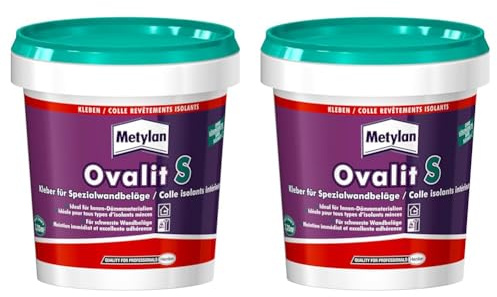 Metylan Ovalit S Spezialwandbelags-Kleber, gebrauchsfertiger, gefüllter Wandbelagsklebstoff für schwerste Wandbeläge, sehr hoher Klebkraft und Anfangshaftung, 1x900g (Packung mit 2)