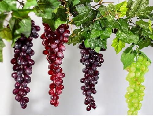 LGEGE Fake Grapes 10 Bunch, 10 Different Artificial Grapes Clusters, Realistic Fruit for Vintage Wedding, Wine Décor