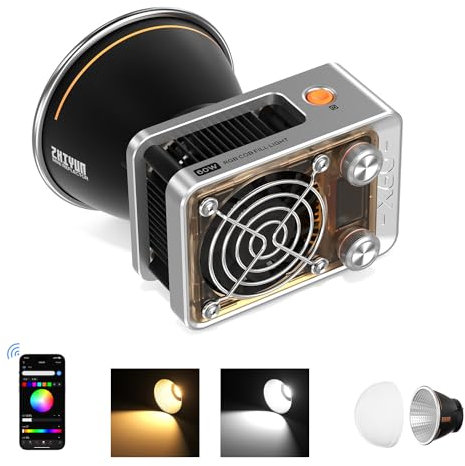 ZHIYUN Lumiere Video RGB Molus X60 RGB [Official] 60W, COB LED Eclairage Video, Streaming Lampe avec 2010 Lux/ 2700~6500K/ CRI 95/ TLCI 98/ Bluetooth/ 15 Effets, 319g Portable