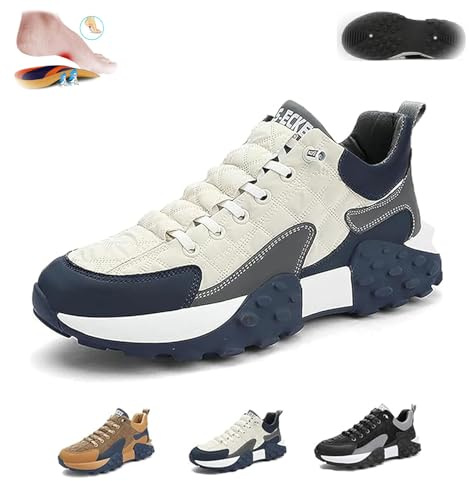 Sneaker ortopedica confortevole da uomo 2024, scarpe casual con cuscino d'aria, comode, traspiranti, antiscivolo, suola spessa, scarpe da corsa, bianco, 42 EU