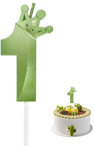 Digitale Geburtstagskerze, 3D Geburtstagskerzen mit Grüne Pailletten, Kerzen Geburtstag Zahl aus Premium-Paraffin, 3D Geburtstagskerzen mit Zahlen für Geburtstag Jahrestag Partys(Nummer 1) (Nummer 1)