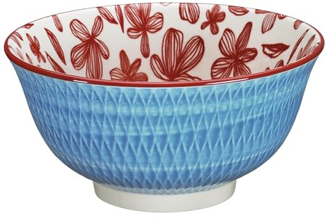 cilio Bowl AMICI romb blå | Porslinsskål | Bränd vid 1 300 °C | Ramenskål | diskmaskins-/mikrovågsugnssäker | glaserad botten | müsliskål | 7 cm/Ø 15,5 cm | 500 ml