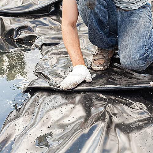 PRMTYUP 8x10m/26x33ft,Teichfolie, Schwarze Fischteichbetteinlagen, Faltbare, UndurchläSsige Folie, Ideal FüR Koi- Und Fischteiche, Brunnen Und BäChe, FüR Kleine Teiche, Fischteiche, BäChe.