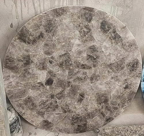 Gifts And Artefacts 68,6 x 68,6 cm runde Form Couchtisch Tischplatte hell Rauchquarz Stein Epoxy Garten Beistelltisch mit königlichem Look