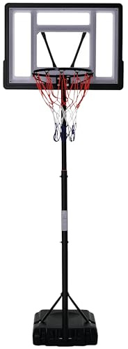 HOMCOM Outdoor Basketballkorb, Basketballkorb auf Ständer, höhenverstellbar von 203 cm bis 258 cm mit Rollen, stabile Rückwand, Ballastbasis, schwarz