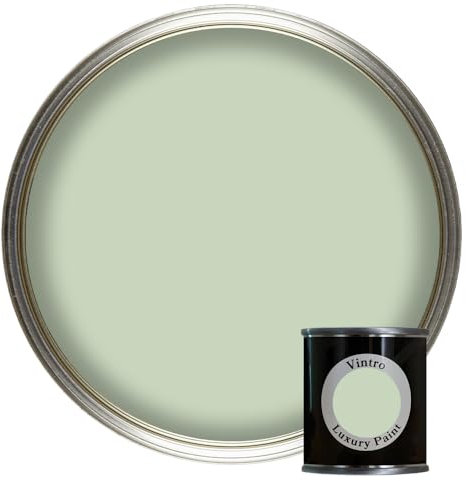 Vintro Paint | Pale Green Luxury Matt Emulsion | Paint Tester Pot | Smooth Chalky Finish | Multi Surface Paint | for Walls, Ceilings, Wood and Metal | 125ml (Pale Green - Verdant)
