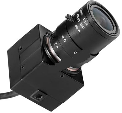 HD 5MP 1080P USB CMOS 30fps PC de alta velocidad Webcam Cámara Industrial 2,8-12mm lente de cámara IP CCTV con soporte telescópico trípode Imágenes nítidas y de alta resolución(Without Stand)