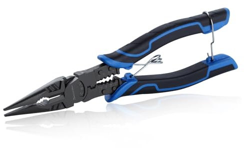 SPEEDWOX Alicates de punta de aguja de 9 pulgadas de largo con pelacables, cortadores de alambre, cortadores laterales, cortadores diagonales, alicates combinados, alicates de alto apalancamiento para