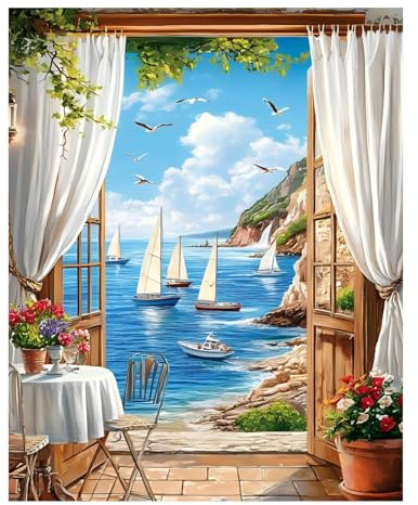 Mafenr Art Paysage Peinture Numero Adulte, Paysage Kit de Peinture au Numéro, Coloriage Par Numéro Pour La Décoration De La Maison (40x50 CM)