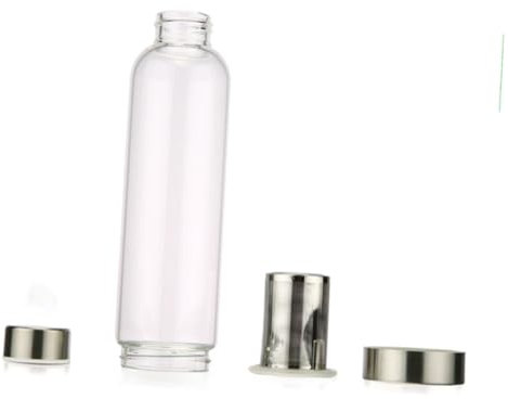 Ciieeo Borraccia in Vetro Borosilicato Con Infusore Acciaio e Manicotto Grigio Isolante Bottiglia Resistente e Leggera Per Ufficio Viaggi e Fitness