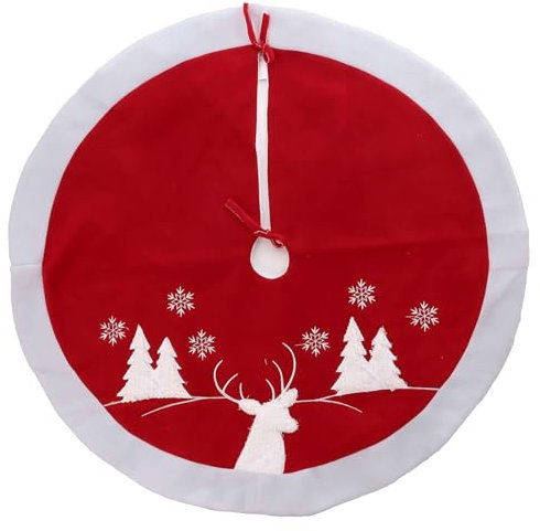 Abdeckung für Weihnachtsbaumständer, Schneeflocken und Rentier, 90 cm Durchmesser