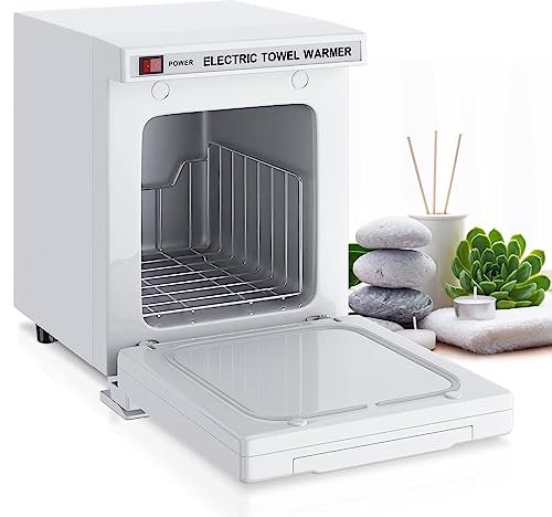 HTDRE Scaldasalviette Elettrico, scaldasalviette Professionale Piccolo da 176°F, capacità 5 Litri, Riscaldamento a 360°, Adatto per Spa, Salone, Palestra, Hotel, Bianco