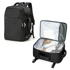 Zaino Sottovuoto Ryanair 40x20x25 Bagaglio a Mano con Pompa Sottovuoto, Zaino da Viaggio Aereo Impermeabile per Uomo Donna Borsa da Cabina Zaini Casual Valigia per Ufficio, Scuola e Lavoro - Nero