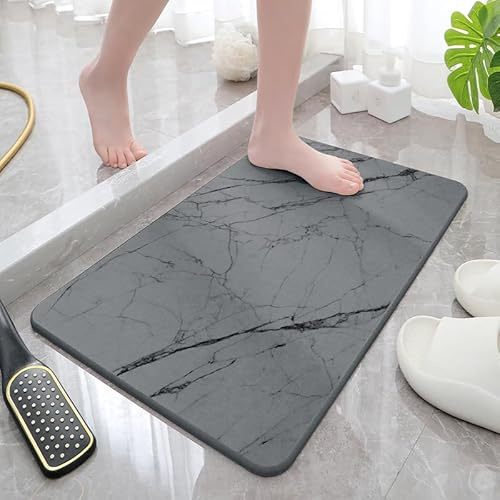 Tapis de Bain en Pierre de Diatomite Dure 60x40 cm Super Absorbant, Facile à Nettoyer, Antidérapant, pour Salle de Bain et Cuisine, Naturel Matériau Séchage Rapide Ultra Absorbant Antiglisse Moderne
