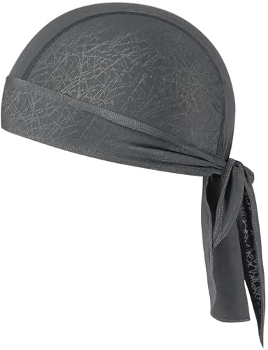 GXCROR Pañuelo para la cabeza tipo bandana, gorrito deportivo, cubierta de cabeza transpirable, para correr, andar en bicicleta y actividades al aire libre, gris, Talla única