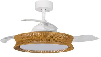 Lucande LED Deckenventilator mit Lampe Lineta dimmbar Leselampe (Landhaus, Vintage Rustikal) aus Holz (1 flammig) - Ventilator Wohnzimmerleuchte