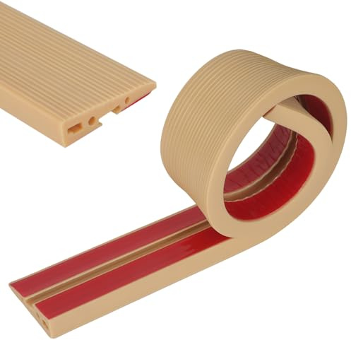 Btstil Türschwellenrampen, 90 x 7,5 x 1,5 cm Gummi Schwellenrampe mit 4 Kabellöchern, Rollstuhlrampe Selbstklebende für Rollstuhl, Kinderwagen, Rollator oder e Scooter (Gelb, 1,5cm Höhe)