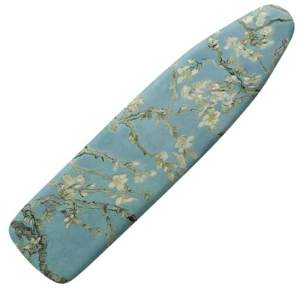 Buxolandt Almond Blossom Print Ironing Board Covers 135 x 45 cm, Easy-Fit for Protecting Ironing Board Cover Complete Set with 3 Fasteners and Scorch Resistant Protective Accessories Decor