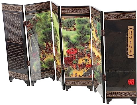 HOLIDYOYO Divider Screen Wooden Folding Six Panel Mini Screen for Bedroom and Office Partition Wall