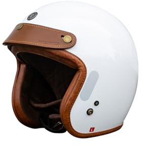 BOSERMEM Motorradhelm ECE 22.06 Zertifiziert, Passend für ethelm Roller Scooter Moped Mofa Chopper Vespa(Weiß, XL=59-60CM)