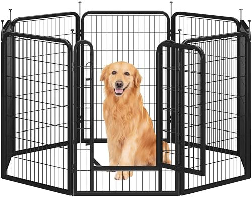 Yaheetech Welpenlaufstall Welpengitter 8-teilig 100cm, Einteilige Verriegelung, Verbindungsstangen mit rundem Kopf, Faltbare Freilaufgehege für Hunde Wohnung und Garten, Aufbau werkzeugfrei