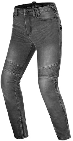 SHIMA Zenith Jeans Moto Mujer Protectores GFLEXX Homologado Ajustado Textile Vaqueros Urbano Pantalón Protección de Rodilla Ventilado Elástico Ropa de Verano (Femenino, Gris, 28/32)