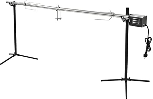 Festnight Grillspieß mit Motor Automatischer Drehspieß Grill Spanferkelgrill Drehspiess Edelstahl Spießbratengrill Grillmotor Elektrischer Spießgrill Holzkohlegrill 207x45x81 cm