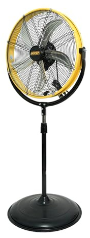 HiCFM 4200 CFM 20 High Velocity Pedestal Fan with Powerful 1/5 Motor, 6 Foot Power Cord, 180 degree Tilting Drum Head, 3-Speeds control, Commercial or Industrial - UL Safety Listed