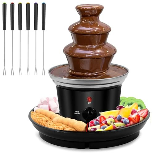 Wouueso Machine à de Chocolat à Trois Couches, Ensemble de Fondue au Chocolat Électrique Détachable Mini Nostalgie, Fonte de Chocolat avec Prise EU.