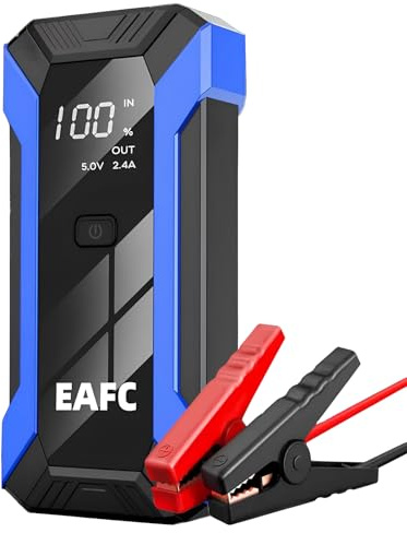 Arrancador de Coches, 1200A Arrancador de Baterias de Coche,12V Portátil Coche con para 4L Gasolina o 2L Diesel, Linterna LED de Emergencia,Carga Rápida,Pantalla LCD Extragrande