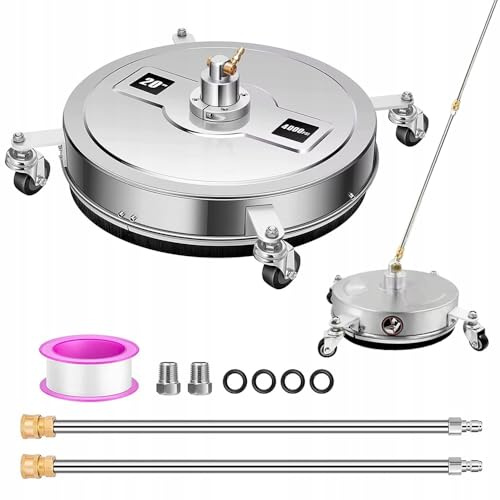 Rosfix Set limpiador de superficies T-Racer 50 cm – Acero inoxidable, 275 bar, acoplamiento rápido 1/4, 2 boquillas de 25°, lanza de 86 cm, para pavimento, hormigón, terraza, accesorios de alta
