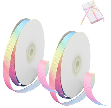 Geschenkband Schleifenband Bunt, Satinband Regenbogen 10mm X 22m, 22m Satin Geschenkband, Lichtfarbengradient Pastellband, für Haarschleifen, Schleifenherstellung, Blumen Geschenkverpackung