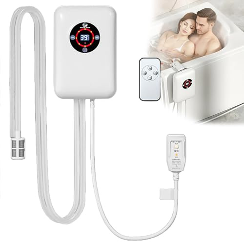 Calentador de agua termostático para bañera de hidromasaje con panel de control digital, temperatura constante de 30-43 °C, bañera para baños domésticosWhite,22x14.8x7.5cm