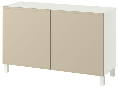 ProTuning BESTÅ Aufbewahrungskombination mit Türen, Krukmakare beige/Stubbarp weiß, 120x42x74cm