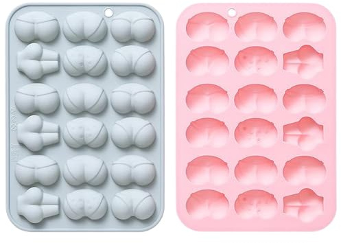 Lot de 2 moules à bonbons en silicone de qualité alimentaire 36 cavités 6 formes différentes fesses outils cuisson
