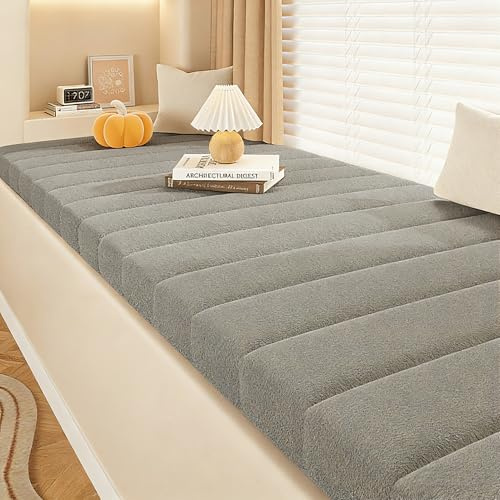XZQYYY Bankauflage 160x50cm, 6cm Dick, Abnehmbares Bankkissen, Dunkelgrau | Rutschfeste Unterseite, Waschbares Sitzkissen Bank, Gartenbank Auflage, für Erkerfenster, Sofa, Innen- und Außenmöbel